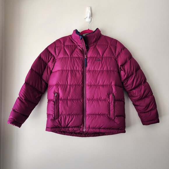 L.L. Bean Girl's Down Puffer JacketLarge 14-16Hooded Winter Sherpa Lined